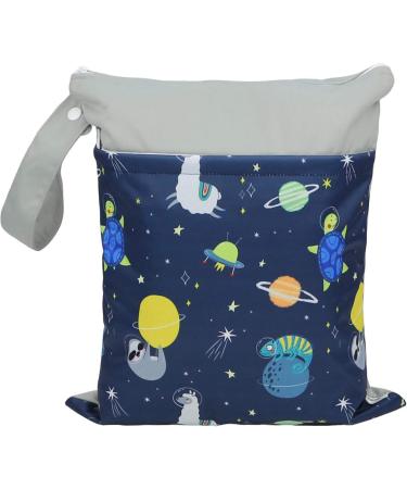 Hi Sprout Grab and Go Wet Dry Cloth Diaper Bag - Waterproof Washable Reusable Organizer (Space Adventure) - Buy Online on GoSupps.com