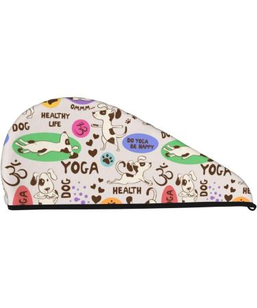 Dog Doing Yoga Microfiber Hair Towel | Super Absorbent Wrap for Women | Quick Dry Coral Velvet for Long Curly & Thick Hair - Buy Online on GoSupps.com