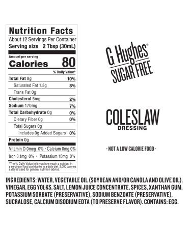 G Hughes Sugar Free Coleslaw Dressing - Delicious and Healthy Option - Buy Online on GoSupps.com
