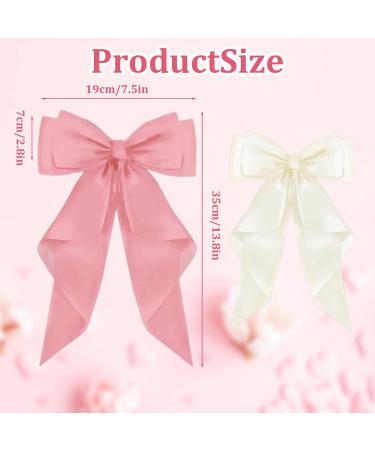 FEXPDL Pack of 2 Hair Bows for Women Pink Bow Hair Clip White Hair Clips for Girls Solid Color Large Bowknot Hairpin Hair Clip Satin Hair Bow Black+PINK - Buy Online on GoSupps.com