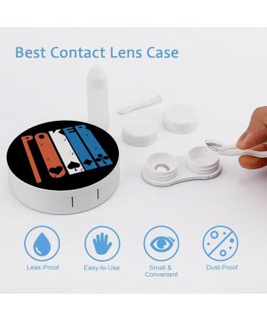 Retro Poker Round Case for Contact Lens Kit Storage Box with Mirror Portable Cute Lens Holder - Buy Online on GoSupps.com