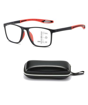 VAKUUM Progressive Multifocus Reading Glasses Anti Blue Light Glasses for Men Women Anti Glare Computer Readers for Computer Work (Color : Red Size : 4.0x)