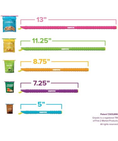 GRIPSTIC Bag Sealer - Reusable Chip Clips for Airtight Seal on Food Storage Bags - 12ct Variety Pack - Buy Online on GoSupps.com