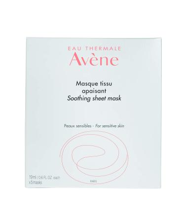 Eau Thermale Avene Soothing Sheet Mask  Full Face Moisturizing Cooling Facial Mask  Biodegradable 5 Count (Pack of 1)