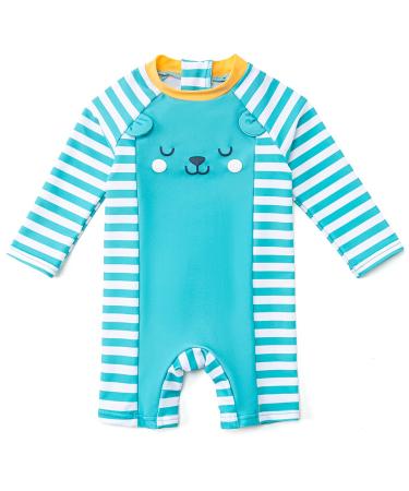 BONVERANO Baby Boys Swimsuit Toddler Bathing Suit Long-Sleeve Zipper One Piece Swimwear with UPF 50+ Sun Protection Bear 9-12 Months - Buy Online on GoSupps.com