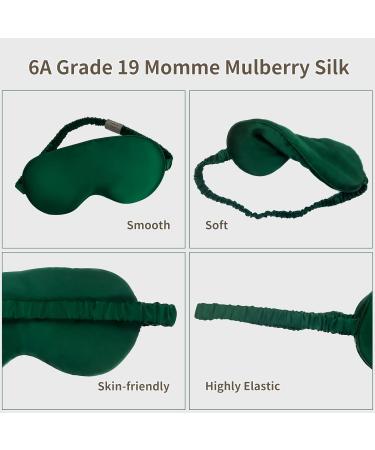 Midnight Green Silk Sleep Mask | 19 Momme Mulberry Silk | Anti-Allergy Blindfold for Women, Men, Girls | Perfect for Sleeping, Travel, Nap, Meditation - Buy Online on GoSupps.com