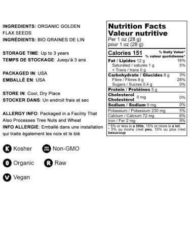 Organic Golden Flax Seeds 5 lbs - Non-GMO, Kosher, Vegan - Omega-3, Protein, Fiber - Ideal for Smoothies, Salads, Granola - Bulk Pack - Buy Online on GoSupps.com