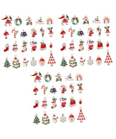 COHEALI 69 Pcs Christmas Ornaments Accessories Bangle Keychain Present Ornaments Xmas Pendant Charm 3.3X1.7CMx3pcs Assorted Colorx3pcs