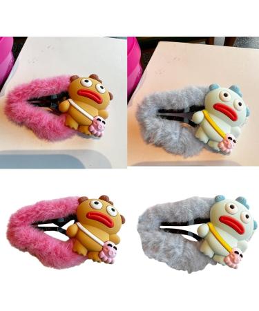 xbiez Cartoon Rubber Clownfish Hair Clip Cute Cloud Shape Snap Hairpin Furry Plush Barrettes Winter Headdress Hair Accessories Pink - Buy Online on GoSupps.com