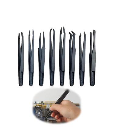 8PCS Tweezers Precision Tweezers Tweezer Set Plastic Tweezers Craft Tweezers Eyebrow Tweezer Set Multi Shapes & Purposes Tweezers for Electronics Jewelry-Making Repairing