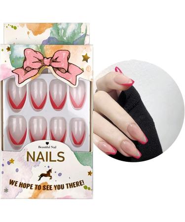 French Style Beveled Short Coffin Nails Red Ballerina Press on Nails - Buy Online on GoSupps.com