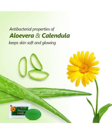 (Pack of 3) Bakson Sunny Herbals Aloevera + Calendula Bathing Bar (75gm Each) - Healing and Soothing Skin Care by Venus.Exports - Buy Online on GoSupps.com