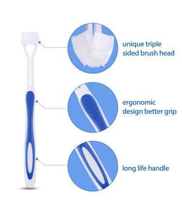 2-Piece 3-Sided Autism Toothbrush for Complete Teeth & Gum Care - Soft/Gentle Bristles - Green & Blue - Buy Online on GoSupps.com