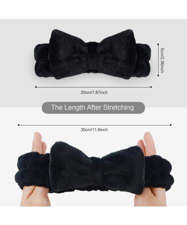 SINLAND Bow Hair Bands Spa Headband for Women Black 3Pack - Ideal for Washing Face and Makeup - Comfortable and Stylish - Buy Online on GoSupps.com