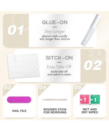 Rosa French Tip Press On Nails - Medium Camellia Acrylic Nude Glitter Sequin Fake Nails for Teens | Easy Stick-On Manicure - Buy Online on GoSupps.com