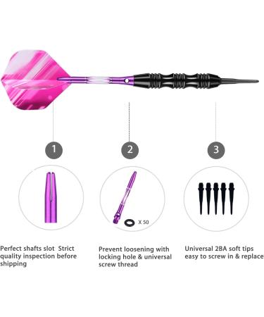 Sanfeng Professional Soft Tip Darts Set 20g - 50 O-Rings + 30 Plastic Tips + Aluminum Shafts + 6 Flights + Case - Purple - Buy Online on GoSupps.com