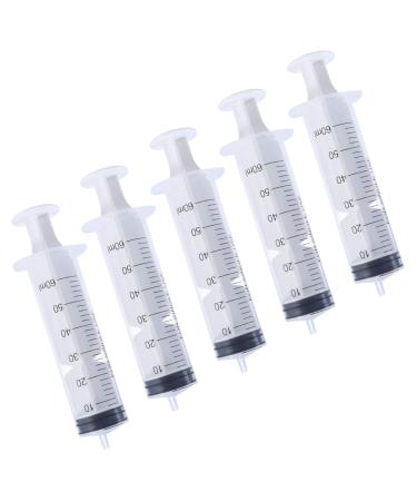 5 Pcs Industrial Plastic Luer Lock Syringes for Feeding Tubes Home Care (Without Needle)