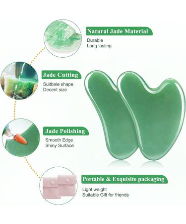 100% Natural Heart-Shaped Gua Sha Stones - Jade Massage Tool for Face Eyes & Neck | Green 2 PCs for Skin Care & Relaxation - Buy Online on GoSupps.com