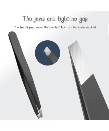 Geeker Black Stainless Steel Chip Tweezers for Eyebrows Beard & Splinters - Precision Hair Removal Tool - Buy Online on GoSupps.com