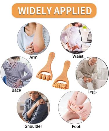 FDCGAS Massage Roller Set - 2-Piece Wooden Scooter for Body & Face Anti-Cellulite Gua Sha Tool Fascia Roll with Handle - Buy Online on GoSupps.com