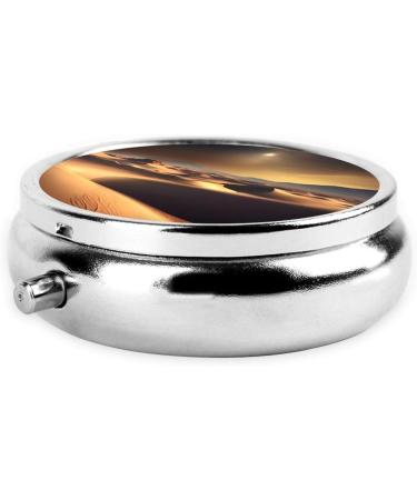 Sahara Desert Round Pill Box - 3 Compartment Portable Travel Organizer for Easy Medication Management - Buy Online on GoSupps.com