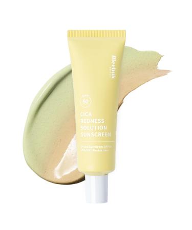 Meebak Cica Redness Correcting Sunscreen SPF 50 | Color-Correcting Moisturizer & Tone-Perfecting Primer with Niacinamide & Centella Asiatica | For Fair-to-Medium Skin Tones | Korean Skin Care