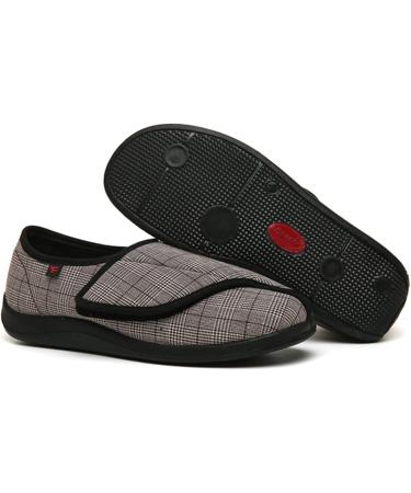 ZHENSI Men's Diabetic Shoes Wide Swollen Feet Slippers - Adjustable Non-Slip Soft Bottom - Brown (Size 10.5) - Buy Online on GoSupps.com