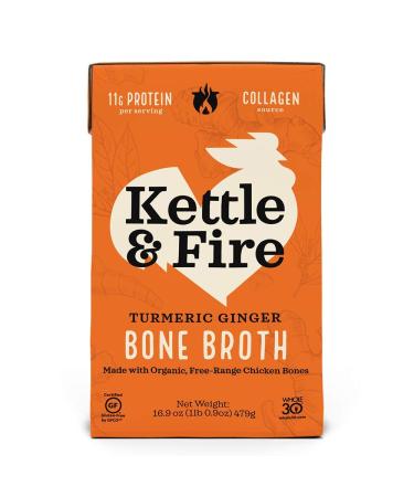Kettle & Fire, Broth Bone Chicken Turmeric Ginger, 16.9 Ounce 1.05 Pound (Pack of 1)