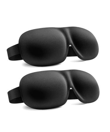 2 Pcs Sleep Mask for Men Women 3D Sleep Eye Mask for Nap Travel Night Shift(Black)