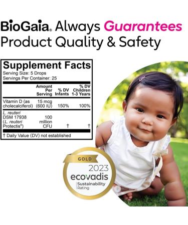 BioGaia Immune Active Baby Probiotic Drops with Vitamin D | Digestive & Immune Health for Babies & Toddlers | Pediatrician Trusted | Allergen-Free Dairy Soy & Gluten Free - 0.17 Fl Oz - Buy Online on GoSupps.com