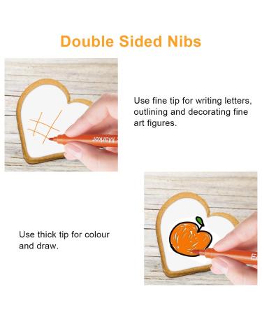 Double Sided Food Coloring Markers | Edible Gourmet Writer Pens for Cookies, Cakes, Desserts | Fine & Thick Tip | Food Grade Decorator Pens - Buy Online on GoSupps.com