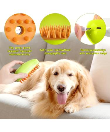 3 In 1 Steamy Cat Brush - Upgraded Multifunctional Cat Steamer Brush for Massage Steam Pet Brush for Removing Tangled and Loose Hair(green1PS) - Buy Online on GoSupps.com