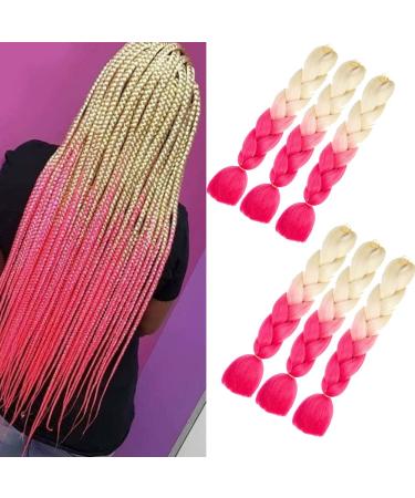 Jumbo Braids Extensions Blond 6 pieces KanCalon Hair Braiding 24 inch Crochet Box Braids Kunsthaar for braiding (blonde to red) 613/pink - Buy Online on GoSupps.com