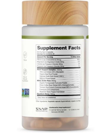 Snap Supplements Heart Health Support Supplement - Botanical Support for Heart Health Healthy Circulation and Nitric Oxide Levels 90 Capsules (30 Servings 1 Month Supply) 90 Count (Pack of 1) - Buy Online on GoSupps.com