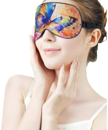 Colorful Butterfly Sleeping Mask | Pink Flower Eye Mask | Soft Adjustable Light-Blocking Blindfold for Sleep | Ideal Sleep Cover for Women Men Girls & Boys - Buy Online on GoSupps.com