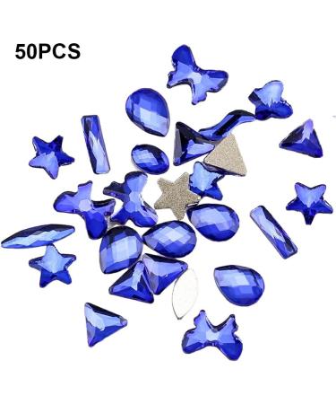 dijiusidy 50 Pieces Glass Crystal Set Eye-catching Personalized Nail Art Rhinestones DIY Handcraft Manicure Accessories for Card Making Blue - Buy Online on GoSupps.com