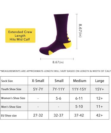 OLCHEE Boys Athletic Crew Socks 8-Pack | Basketball Soccer Hiking Ski | Thick Calf High | Medium Size - Buy Online on GoSupps.com