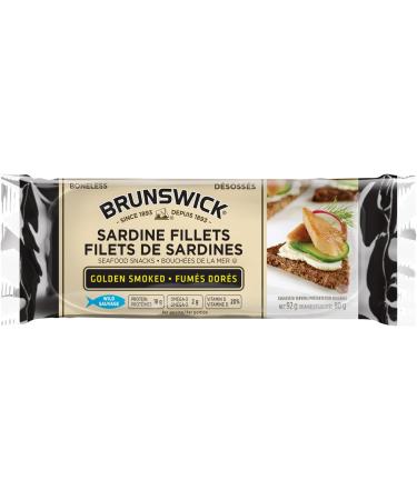 Brunswick Sardine Fillets Seafood Snacks Golden Smoked 92g 18 Count & Sardine Fillets Seafood Snacks Kippered 100g 18 Count Fish + Fish 18 Count - Buy Online on GoSupps.com