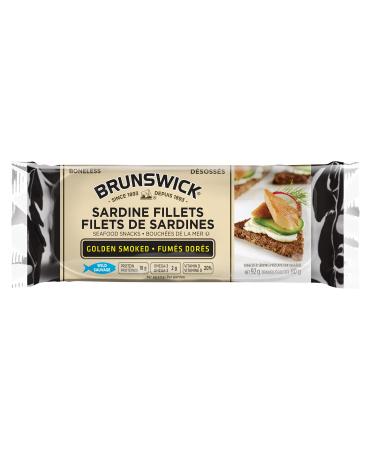 Brunswick Sardine Fillets Seafood Snacks Golden Smoked 92g 18 Count - Canned Sardines - High In Protein - Contains Omega-3 - Excellent Source Of Vitamin D - Ready To Eat - Naturally Smoked