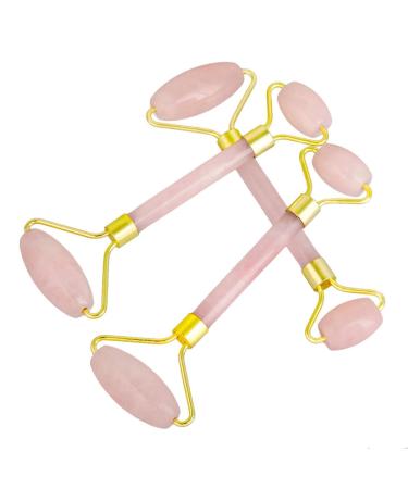 Rockcloud Rose Quartz Natural Crystal Stone Roller Massager for Anti-Aging Wrinkle Healing & Neck Therapy - Double Face & Neck Skincare Tool - Buy Online on GoSupps.com