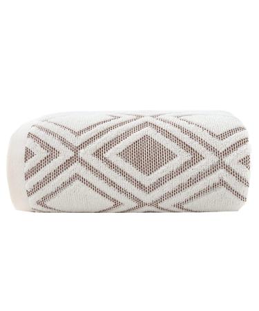 Pidada Bath Towel Diamond Pattern 100% Cotton Absorbent Soft Decorative Towel for Bathroom 27.6 x 55 Inch (Beige Brown) Beige Brown Bath Towel 27.6 x 55