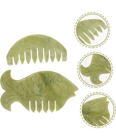 Plafope 2-Piece Jade Gua Sha & Massage Comb Set - Face & Scalp Massagers for Relaxation & Skin Care - Buy Online on GoSupps.com