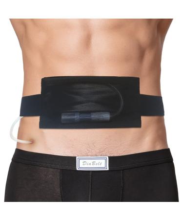 Breathable Peritoneal Dialysis Belt with Mesh Pocket PD Catheter Holder Accessories No-Bounce for Secure Transfer Set Peg G Feeding Tube Line Adults Women Men Black