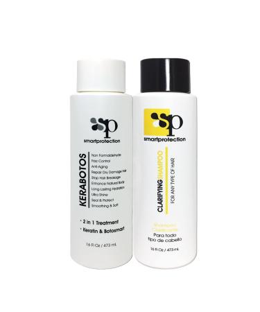 Kerabotos & Clarifying Shampoo 16oz - 2 in 1 Treatment Keratin + Botosmart by Smart Protection