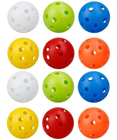 12 Pack Practice Golf Balls Plastic or Colored Golf Balls 6Pack Mini Golf Balls,Hollow Plastic Airflow Limited Flight Golf Balls for Golfer Gift Indoor&Outdoor,Swing Practice Driving Range Home Backyard Use Blue,Green,Orange,Red,White