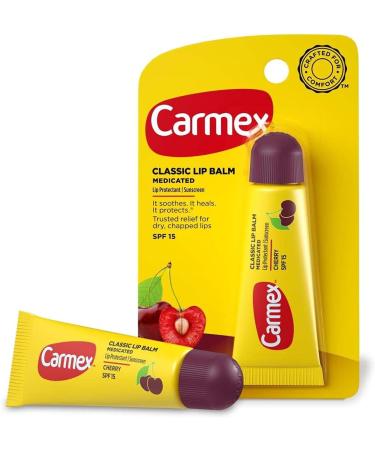 Carmex Moisturizing Lip Balm SPF 15 Cherry | Hydrating Lip Care for All Skin Types | 0.35 oz - Shop Internationally - Buy Online on GoSupps.com