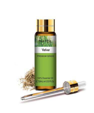 PHATOIL Vetiver Essential Oil 10ML - Undiluted and Cruelty-Free Pure Vetiver Oil - Essential Oils for Diffusers for Home Vetiver 10 ml (Pack of 1)