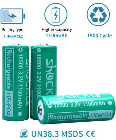 Buy Shockli 18500 3.2V Solar Batteries - 1100mAh LiFePO4 Rechargeable for Outdoor Solar Lights (3-Pack - Buy Online on GoSupps.com