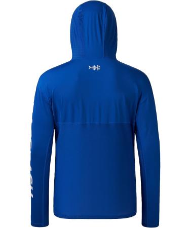 BASSDASH UPF 50+ Men's UV Sun Protection Long Sleeve Fishing Hoodie - Royal Blue/White, Medium - Buy Online on GoSupps.com