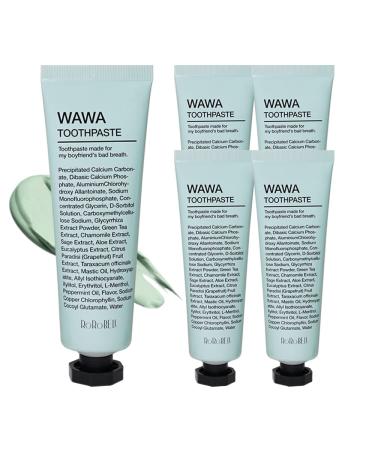 ROROBELL Wawa Toothpaste Made for My Boyfriend's Bad Breath, Sensitive Teeth, Improvement of Gum Problems / Peppermint Flavor / Made with Wasabi I 3.53 fl.oz (3.53 Fl Oz (Pack of 5))